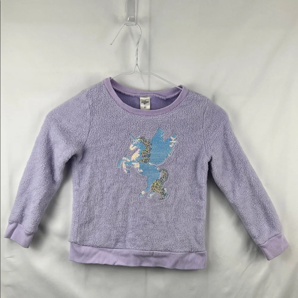 Osh Kosh - Girl’s Sweatshirt - Furry Flannel - Unicorn - Purple - 5t